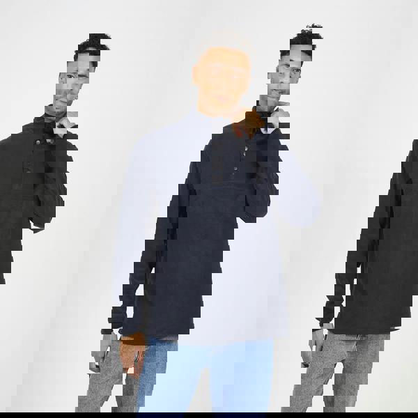 Brave Soul Navy Contrast Quarter Zip Fleece - Navy Image 1