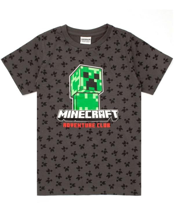 Minecraft Boys Grey Creeper Short Sleeved T-Shirt