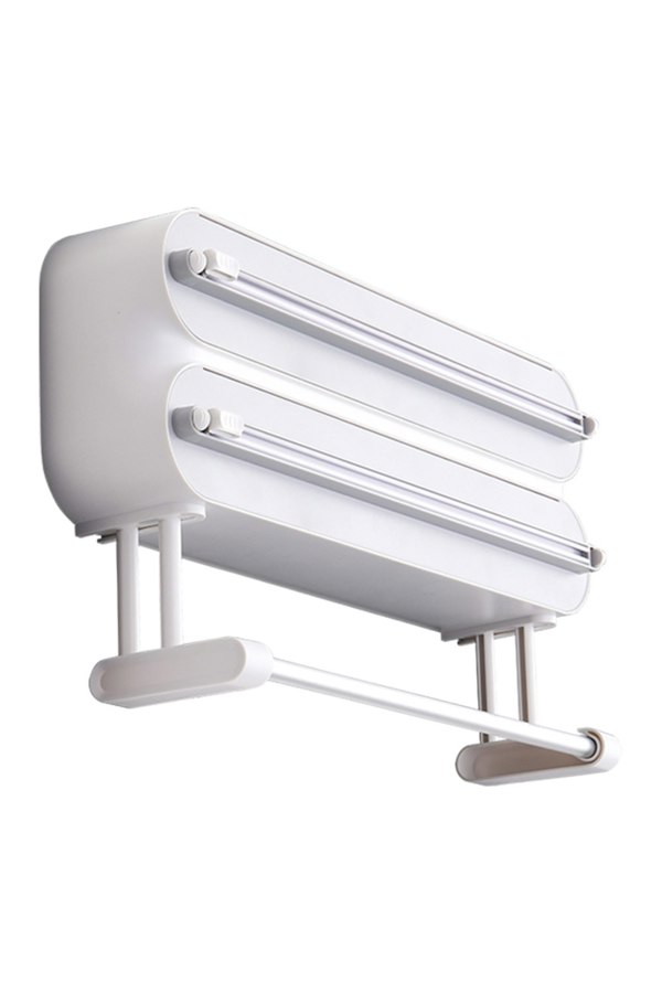 Living and Home 3-Layer Magnetic Wall Mounted Wrap Dispenser with Cutter & Paper Roll Holder
