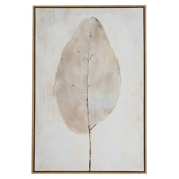 Wyld Haus Filoti Botanical Hand Painted Minimalist Leaf Canvas In Frame