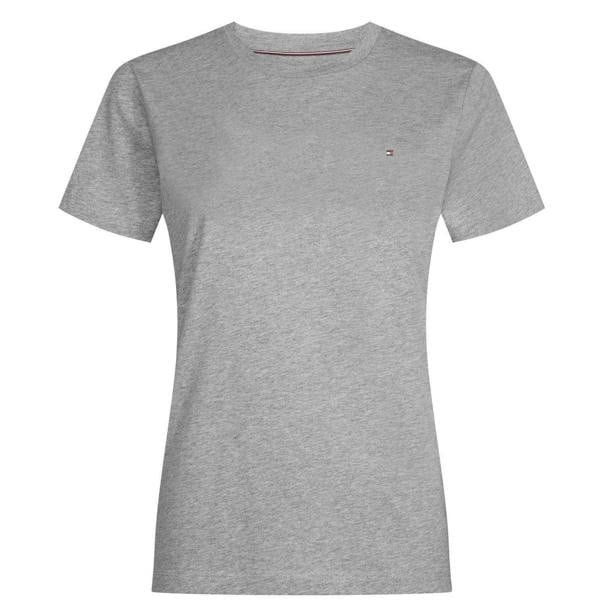 Tommy Hilfiger Womens/Ladies Embroidered Logo Cotton T-Shirt - Light Grey Heather - 
