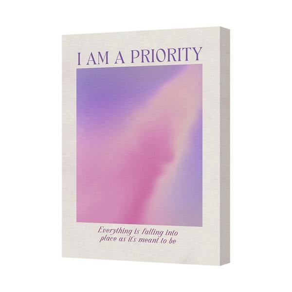 Benjamin Tate Design I Am A Priority Canvas Wall Art Print Pink Purple Gradient 7213