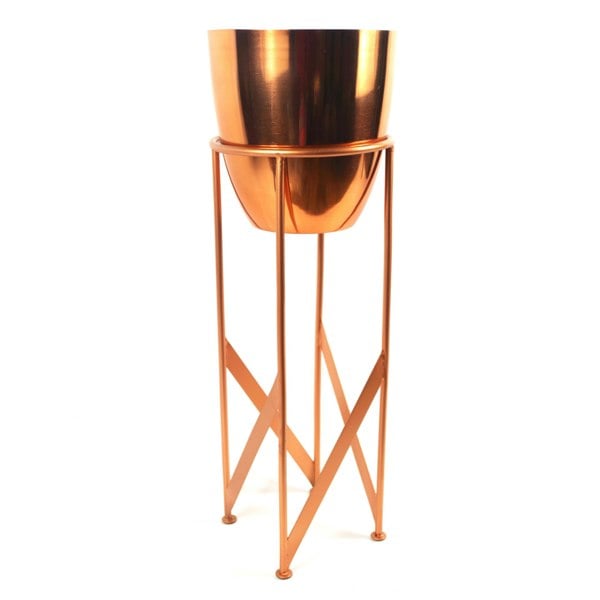 Leaf 55cm Copper Planter with Matching Stand