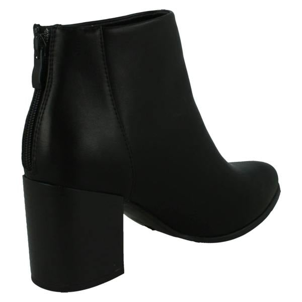 Spot On Ladies Block Heel Ankle Boots with Back Zip F51233