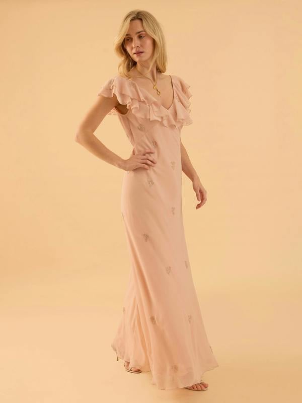 Rose & Nancy Lily Pink Heart Embellished Maxi Dress