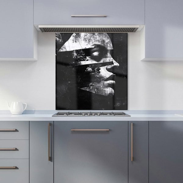 Warren Reed - Designer Fragmented Silhouette in Black and White Kitchen Splashback