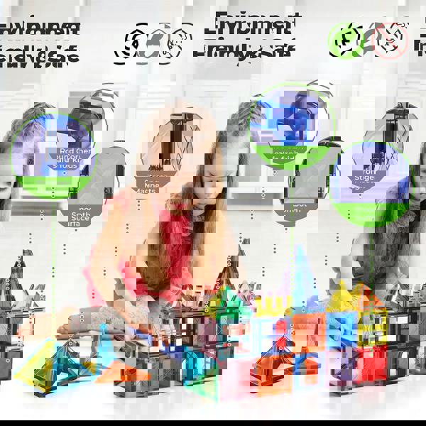 Dekko Magnetic Building Blocks Tiles Kids STEM Educational Toy 40pc 60pc 100pc