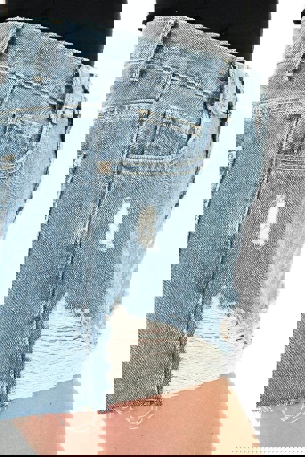 Smart Living Women's Rip Hemline Distressed Denim Shorts - Ice Blue