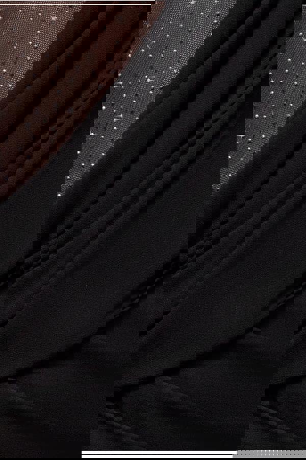 One Shoulder Diamante Chiffon Evening Maxi Dress - Black DR4625