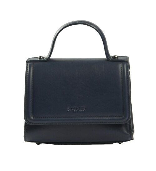 SADDLER  TINA Leather Flapover Handbag - Adjustable Strap, Phone Pocket, Crossbody or Handheld - RFID Protected - Peacoat Blue