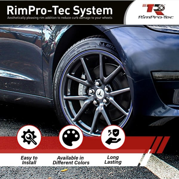 RimPro-Tec Group 4x Silver Base's 4x Dark Blue Pinstripe's / RimPro-Tec® Wheelbands™ car wheel styling kit