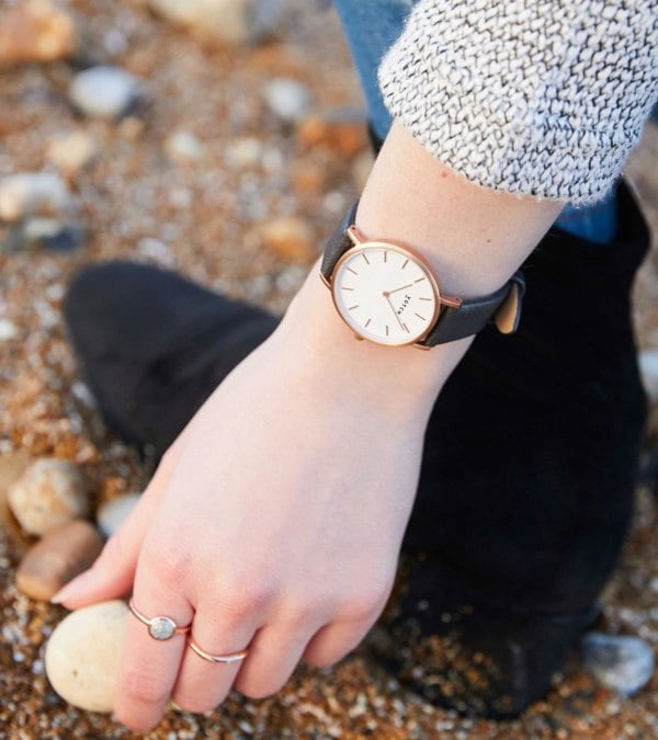 Votch Rose Gold & Slate Grey Watch | Petite