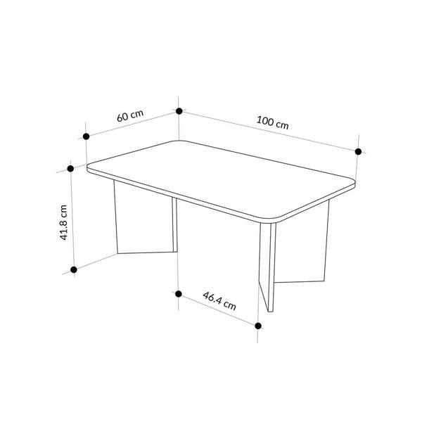 Decortie Modern Radius Coffee Table 100cm Rectangular Centre Table with 2-Panel Base Leg Particleboard, Living Room