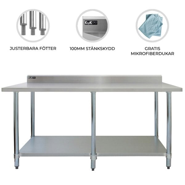 Kukoo Commercial Stainless Steel Catering Table - 7ft Wide
