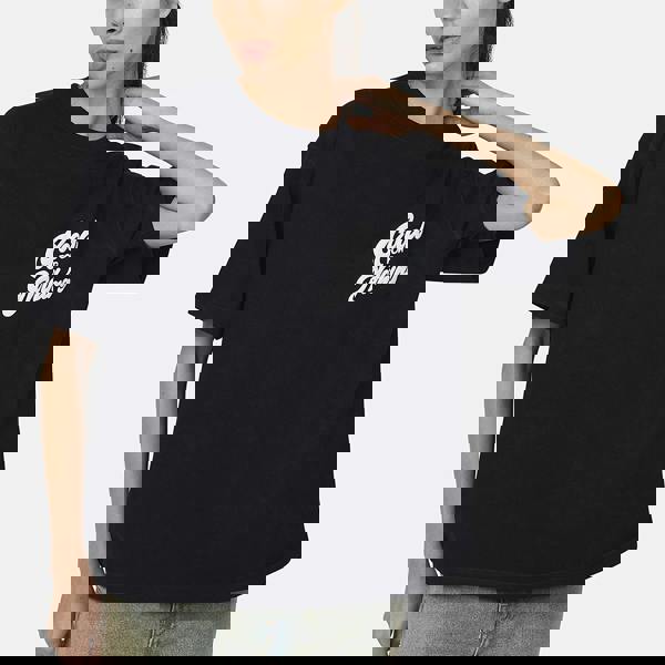 Good For Nothing Black Oversized Puff Print T-Shirt - Black Image 3