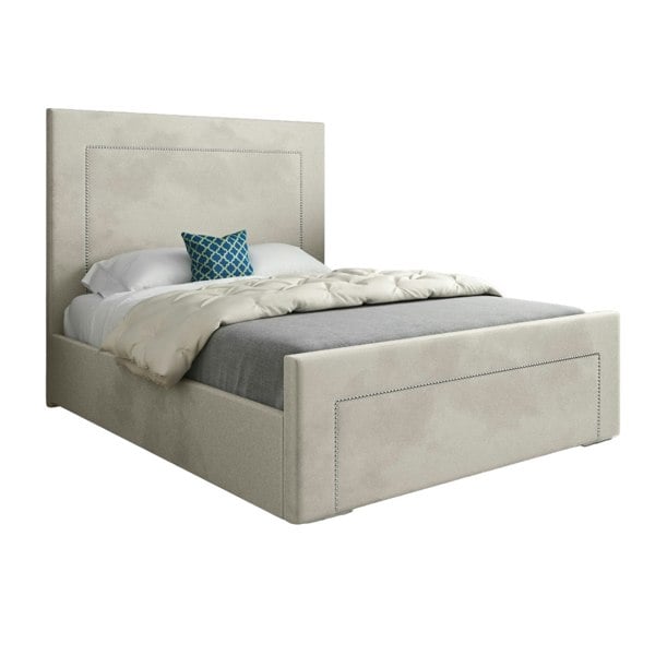 Casa Magna Lucca Upholstered Soft Velvet Bed Frame - Cream