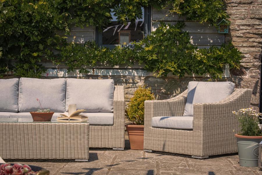 Statement Furniture Friston Rattan Garden Furniture Set Sofa Armchairs & Coffee Table Set