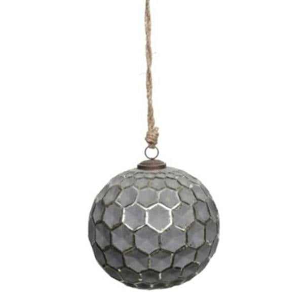 Hill Interiors Metallic Honeycomb Bauble - Silver Grey - 