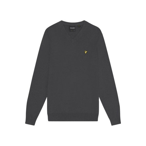 Lyle & Scott Mens Cotton Merino V Neck Jumper - Gunmetal