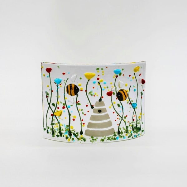 Handmade Fused Glass - Curve - Bumble Bee - Wildflower