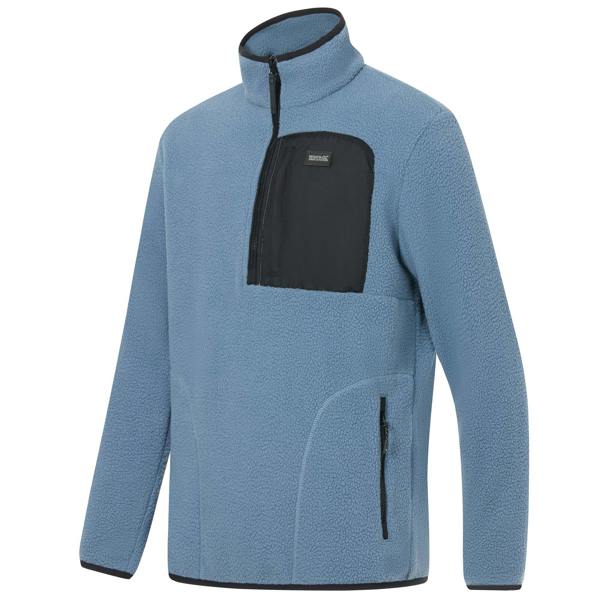 Regatta Mens Frankie Borg Quarter Zip Fleece Jacket - Grey Mirage/Black - 