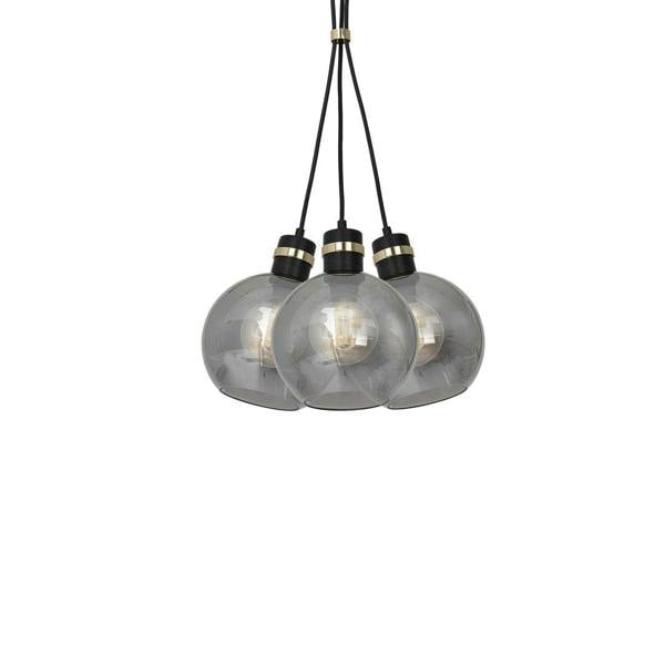 Milagro Omega Pendant Lamp Black And Gold Hand Made With Smoked Glass Spheres