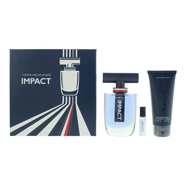Tommy Hilfiger Impact 3 Piece Gift Set: Eau de Toilette 100ml - Body Wash 100ml - Eau de Toilette 4ml