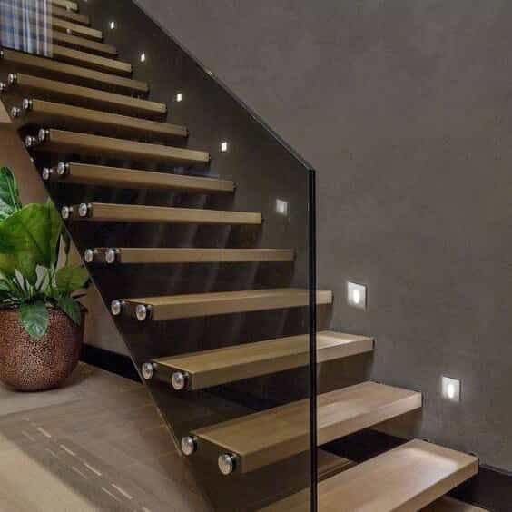 silver lights for staircase wall mounted on modern stairway