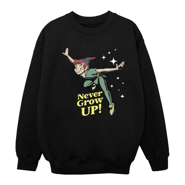 Disney Mens Peter Pan Never Grow Up Sweatshirt - Black