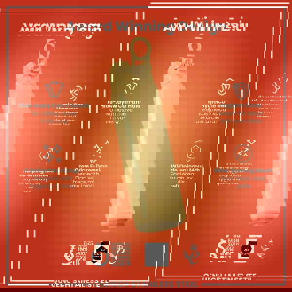 ION8 Leak Proof 1 Litre Water Bottle, Stainless Steel, Desert, 1L