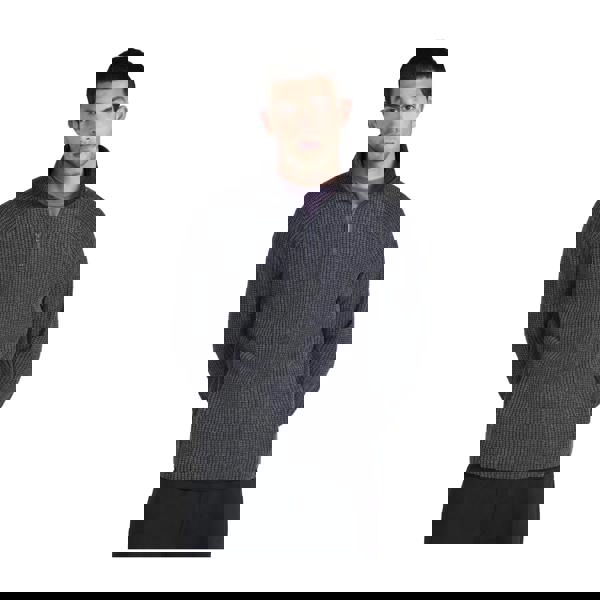 Mountain Warehouse Mens Textured Half Zip Raglan Jumper - Charcoal