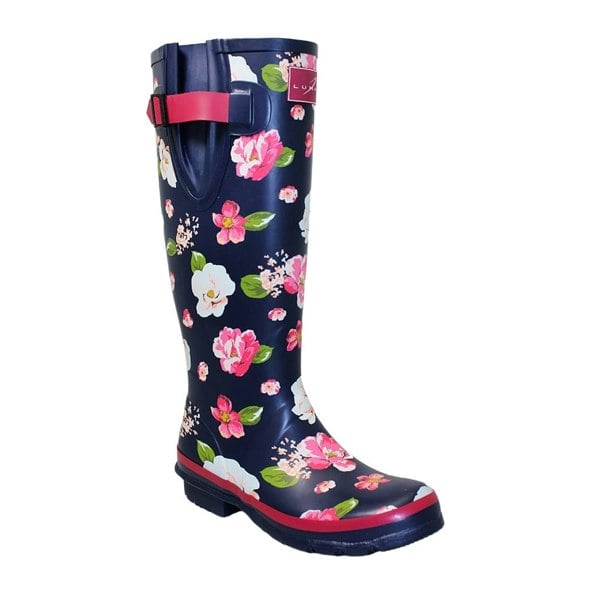 Lunar Womens/Ladies Floral Wellington Boots - Blue/White/Pink