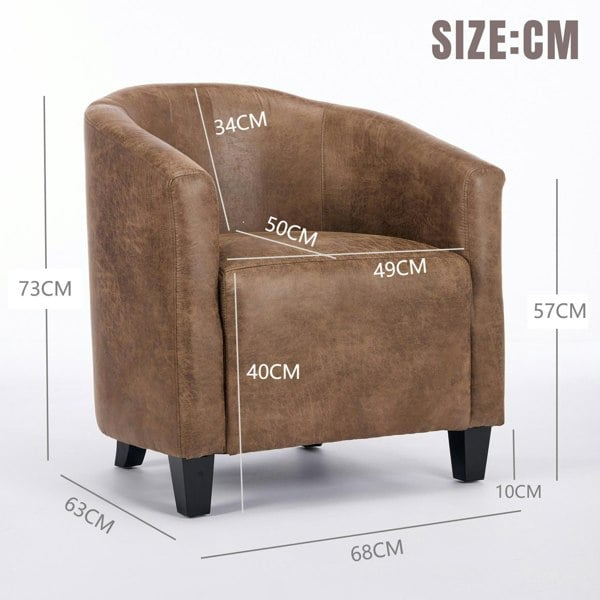 Furniture One Bronzing Fabric Tub Chair, Upholstered Armchair, Padded Barrel Club Chair