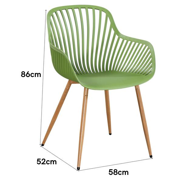 Core Products Pair Of Sunray Bistro Garden Arm Chairs, Moss Green With Wood Effect Legs