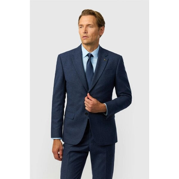 Ted Baker Tailored Fit Navy Texture Puppytooth Jacket