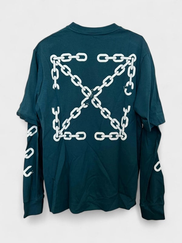 Off-White Chain Arrow Double Sleeve Green White
