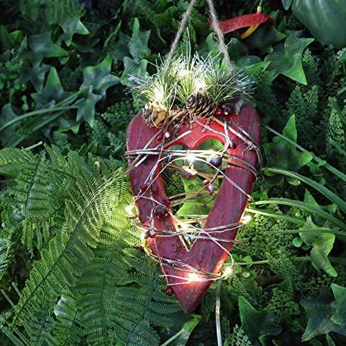 30cm Red Heart Wooden LED Tree Tabletop Centrepiece Christmas Holiday Home decoration with 20 Warm white LEDs image 5