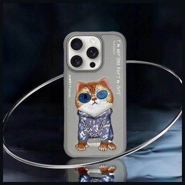 Nimmy Friends Glasses Cool Cat Case for iPhone 16 Pro 6.3" Grey - N-YJ-iP16-Pro-05-B