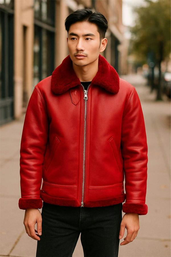 Infinity Leather Mens B3 Bomber RAF Aviator Sheepskin Jacket -Wyndham