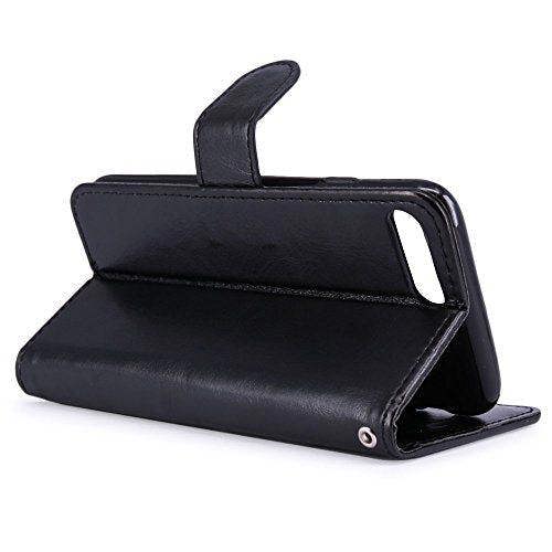 iPhone 8 Plus Case, PU Leather Wallet Case Flip Cover with Card Slots & Stand For Apple iPhone 8 Plus - Black