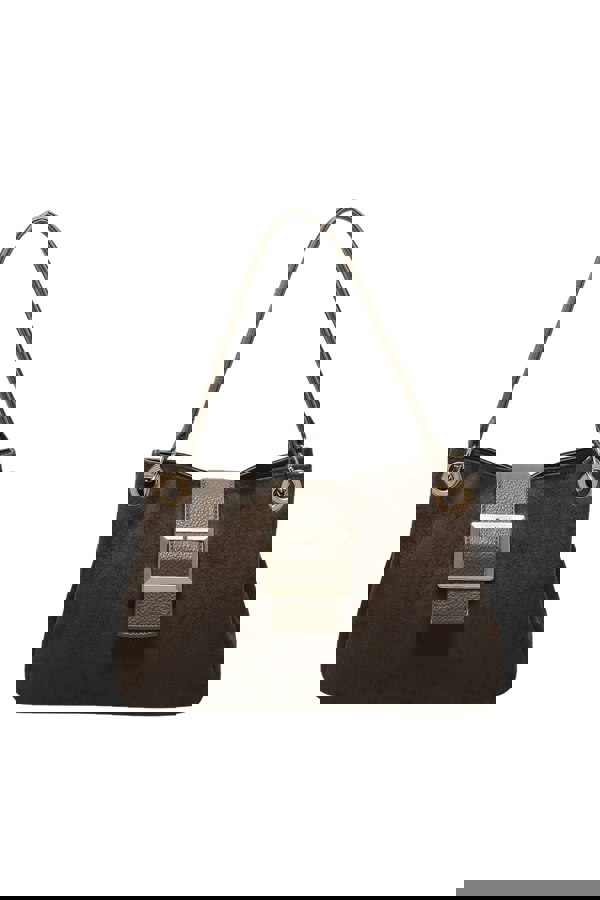 Kitise Shoulder Bag with Buckle Accent and Dual Top Handles