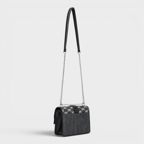 Michael Kors Greenwich Small Logo Jacquard Denim Crossbody Bag Black Noir