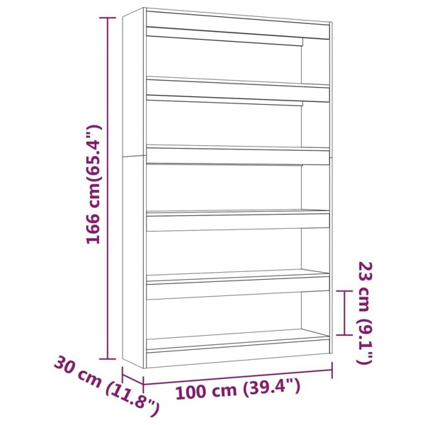 Berkfield Book Cabinet/Room Divider Grey Sonoma 100x30x166 cm