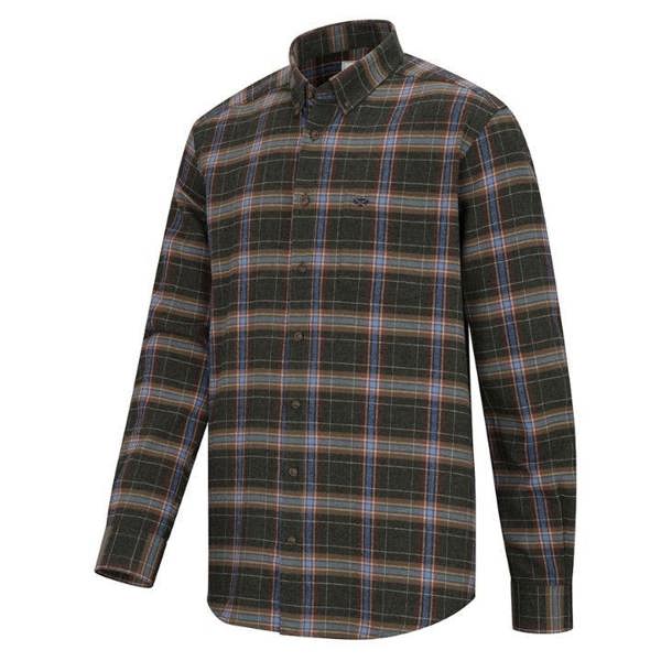 Hoggs of Fife Pitlessie flannel shirt in thyme green check, made from warm brushed cotton for rural outdoor wear