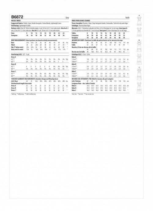 Butterick Sewing Pattern 6872, Dresses for Women, B5 (8-10-12-14-16) - Easy