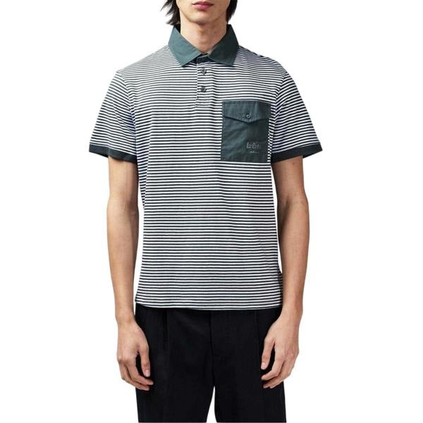Lee Cooper Mens Stripe Polo Shirt - Charcoal/White - 
