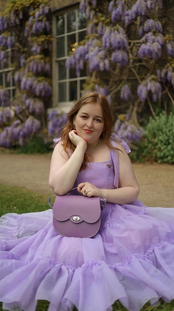 Zatchels Handmade Leather Twist Lock Saddle Bag - Pastel Violet