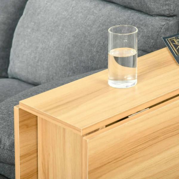 Teak folding dining table tabletop corner detail with smooth surface