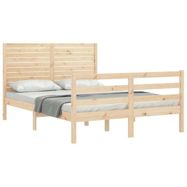 Berkfield Bed Frame with Headboard Small Double Solid Wood