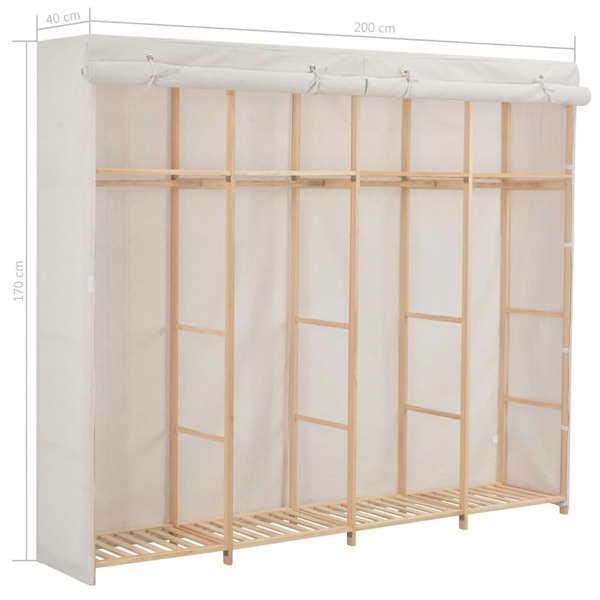 Berkfield Wardrobe White 200x40x170 cm Fabric